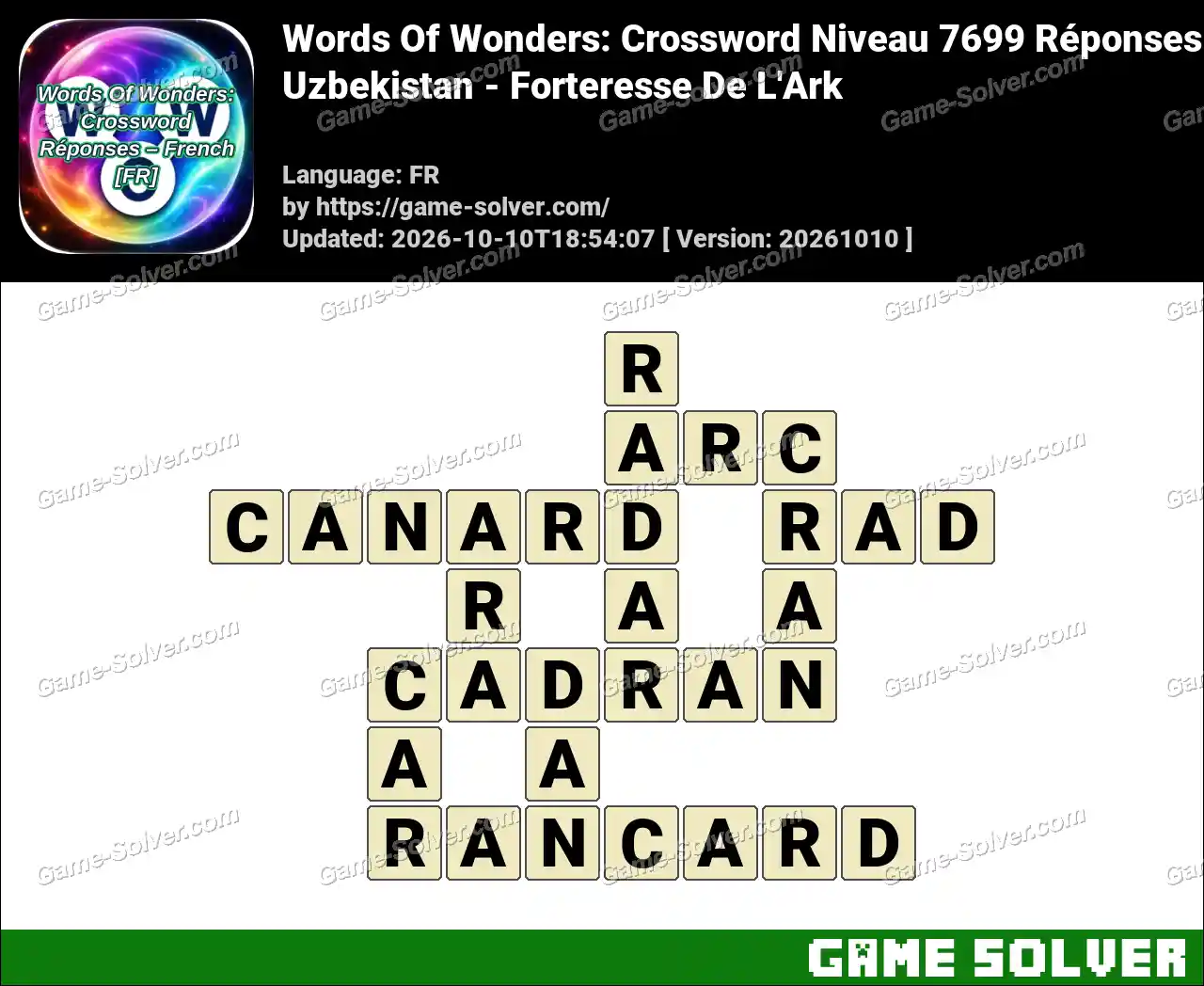 Words Of Wonders: Crossword Niveau 7699 Réponses – Uzbekistan – Forteresse De L’Ark